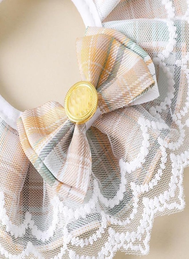 KittuPet مريلة كيتو بيت للحيوانات الأليفة، وشاح للقطط، مريلة للكلاب، باندانا دانتيل قابلة للتعديل، هدية عيد ميلاد للحيوانات الأليفة، مريلة شبكية ذهبية اللون مزينة بفيونكة، مقاس كبير، ألوان متعددة، عبوة من قطعة واحدة - Image 3